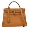 Hermes Kelly Brown Courchevel with Gold Hardware