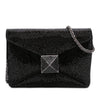 Secondhand Valentino Small Crystal Embellished Suede One Stud Clutch with Chain