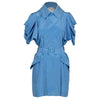 Secondhand Hanii Y Blue Silk Double-Breasted Dress - '00s