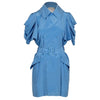 Secondhand Hanii Y Blue Silk Double-Breasted Dress - '00s