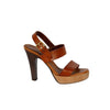 Secondhand Saint Laurent Brown Leather Strap Platform Heels - '10s