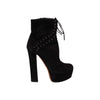 Secondhand Black Suede Lace-up Corset Booties- '20s