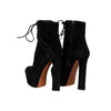 Secondhand Black Suede Lace-up Corset Booties- '20s