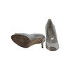 Secondhand Sergio Rossi Silver Snake Effect Peeptoe Heels - '10s