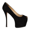 Secondhand Black Suede Platform High Heel Shoes - '20s