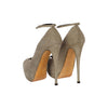 Secondhand Taupe Suede Platform Pumps with Ankle Closure - '20s