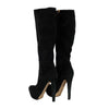 Secondhand Black Suede Platform Knee High Boots- '20s