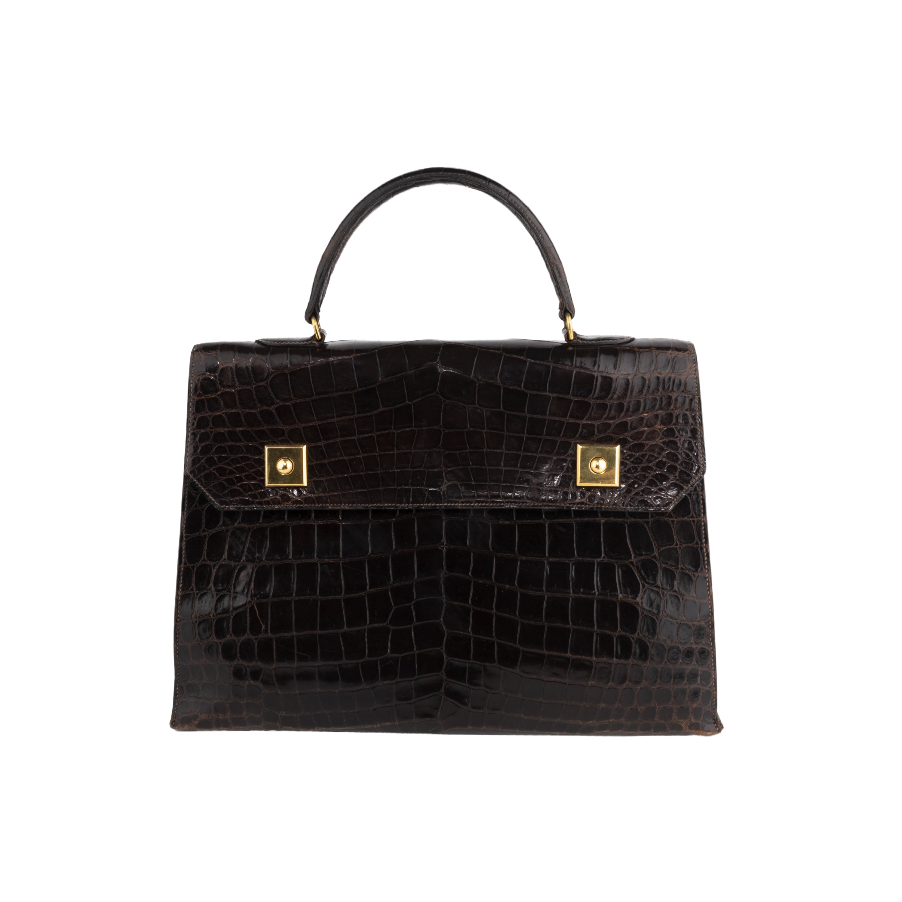 Shop HERMES Kelly Crocodile 2WAY 3WAY Leather Handmade Party Style