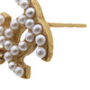 Chanel CC Gold Plated Faux Pearl Swing Push Back Earrings Secondhand