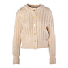 Secondhand Chanel Ivory Pearl-Embellished Cable-Knit Wool Cardigan - '90s