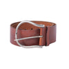 Secondhand Furla Brown Leather Wide Belt with Silver-Tone Buckle 