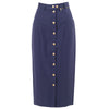Secondhand Gucci by Tom Ford Blue Skirt with Front Gold Buttons - '00s