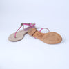 Chanel Metallic Fuchsia Leather CC Thong Sandals - '10s