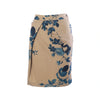 Secondhand Vivienne Westwood Anglomania Beige & Blue Rose Print Cotton Pencil Skirt - '00s