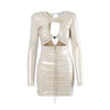 Danamé Metallic Ruched Cut-Out Mini Dress