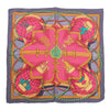 Secondhand Hermès “Grande Tenue” Pink, Grey & Green Silk Gavroche 45 Scarf By Henri D’origny