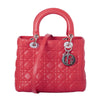 Secondhand Christian Dior Lady Dior Medium Bag Red Lambskin Cannage - '10s