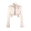 Secondhand Dolce & Gabbana Ivory Military Cropped Jacket with Gold Crest Buttons