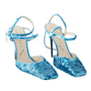 second hand Cesare Paciotti Blue Sequin Stiletto with Ankle Strap