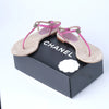 Chanel Metallic Fuchsia Leather CC Thong Sandals - '10s