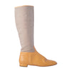 Secondhand Prada Beige Canvas & Camel Leather Logo Riding Boots - '00s