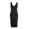 Victoria Beckham Draped-Neck Black Stretch-Jersey Zip-Back Midi Dress