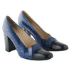 second hand Chanel Blue Snake-Embossed Leather Heels
