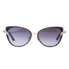 Secondhand Cartier Metal Pearl Cat Eye Sunglasses Black Silver
