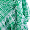 second hand Yves Saint Laurent Green Plaid Peasant Blouse Wrap Skirt Set - '70s