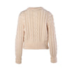 Secondhand Chanel Ivory Pearl-Embellished Cable-Knit Wool Cardigan - '90s