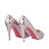 Secondhand Christian Louboutin Poseidon Metallic Silver Scaled PVC & Foil Peep-Toe Pumps - '10s