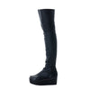 SECOND HAND Rick Owens Thigh-High Leather Wedge Boots