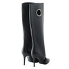 second hand Salvatore Ferragamo Black Cutout Leather Eyelet Knee Boots