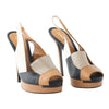 second hand Fendi Leather Peep Toe Slingback Sandals