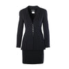 second hand Chanel Spring 1997 Black Wool CC Button Skirt Suit- '90s