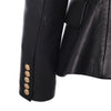 second hand Balmain Black Leather Double-Breasted Blazer - '20s