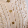 Secondhand Chanel Ivory Pearl-Embellished Cable-Knit Wool Cardigan - '90s