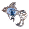 Secondhand Vintage Sterling Silver Blue Crystal Fish Brooch - '60s