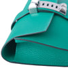 Secondhand Hermès Medor Clutch in Green Leather with Palladium Hardware -'10s