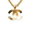 Chanel CC Gold Plated Quilted Pendant Necklace Secondhand
