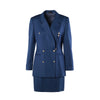 second hand State of Claude Montana Vintage Navy Blue Double-Breasted Skirt Suit- '80s