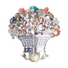 Vintage Giardinetto Multi-Gem Diamond, Coral & Pearl Flower Basket Brooch