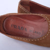second hand Brown Leather Ballet Flats With Croc-Effect Toe

