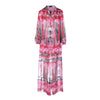 SECOND HAND John Richmond Pink Printed Silk Shirt & Maxi Skirt Set