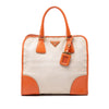 Prada Saffiano Trimmed Canvas Canapa Satchel Secondhand