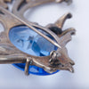 Secondhand Vintage Sterling Silver Blue Crystal Fish Brooch - '60s