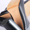 second hand Celine Black Leather Flat Slides With Gold-Tone Details 