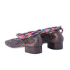 Secondhand Valentino Garavani Printed Leather Wrap Ballet Flats in Brown - '10s