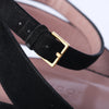 second hand Gucci Black Suede Horsebit Platform Ankle Strap Wedges 