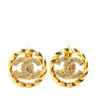 Secondhand Chanel Gold Plated CC Rhinestones Clip On Earrings